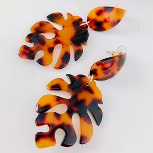 Palm Leaf Tortoise Shell Earrings